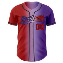 Load image into Gallery viewer, Custom Purple Red Light Purple-Black Authentic Gradient Fashion Baseball Jersey
