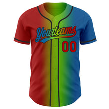 Laden Sie das Bild in den Galerie-Viewer, Custom Blue Red Neon Green-Black Authentic Gradient Fashion Baseball Jersey
