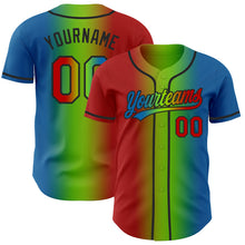 Laden Sie das Bild in den Galerie-Viewer, Custom Blue Red Neon Green-Black Authentic Gradient Fashion Baseball Jersey
