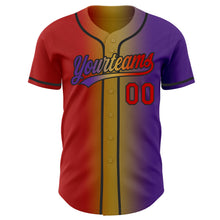 Laden Sie das Bild in den Galerie-Viewer, Custom Purple Red Old Gold-Black Authentic Gradient Fashion Baseball Jersey
