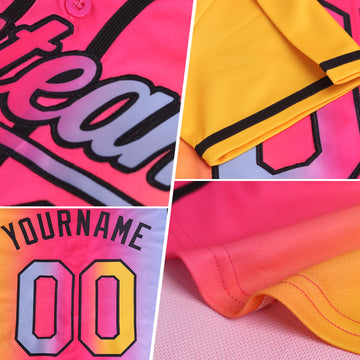 Custom Purple Red Yellow-Black Authentic Gradient Fashion Baseball Jersey