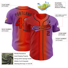 Load image into Gallery viewer, Custom Medium Purple Red Orange-Black Authentic Gradient Fashion Baseball Jersey
