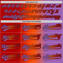 Load image into Gallery viewer, Custom Medium Purple Red Orange-Black Authentic Gradient Fashion Baseball Jersey
