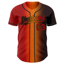 Load image into Gallery viewer, Custom Brown Red Bay Orange-Black Authentic Gradient Fashion Baseball Jersey
