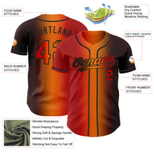 Load image into Gallery viewer, Custom Brown Red Bay Orange-Black Authentic Gradient Fashion Baseball Jersey
