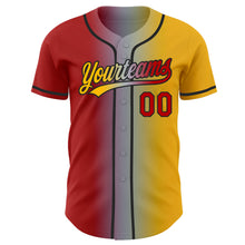 Laden Sie das Bild in den Galerie-Viewer, Custom Gold Red Gray-Black Authentic Gradient Fashion Baseball Jersey
