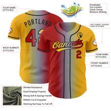 Laden Sie das Bild in den Galerie-Viewer, Custom Gold Red Gray-Black Authentic Gradient Fashion Baseball Jersey

