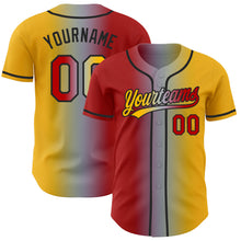 Laden Sie das Bild in den Galerie-Viewer, Custom Gold Red Gray-Black Authentic Gradient Fashion Baseball Jersey
