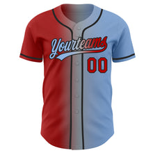 Load image into Gallery viewer, Custom Light Blue Red Gray-Black Authentic Gradient Fashion Baseball Jersey
