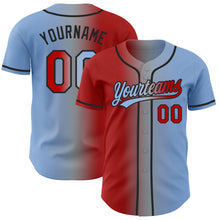 Load image into Gallery viewer, Custom Light Blue Red Gray-Black Authentic Gradient Fashion Baseball Jersey
