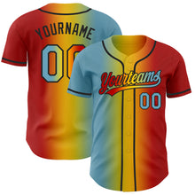 Load image into Gallery viewer, Custom Red Shadow Blue Yellow-Black Authentic Gradient Fashion Baseball Jersey
