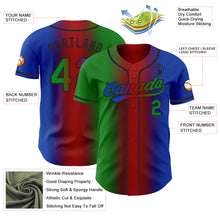 Load image into Gallery viewer, Custom Thunder Blue Grass Green Red-Black Authentic Gradient Fashion Baseball Jersey
