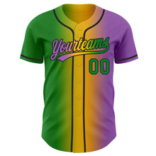 Load image into Gallery viewer, Custom Medium Purple Grass Green Yellow-Black Authentic Gradient Fashion Baseball Jersey
