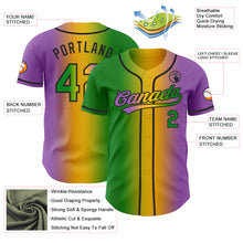 Load image into Gallery viewer, Custom Medium Purple Grass Green Yellow-Black Authentic Gradient Fashion Baseball Jersey
