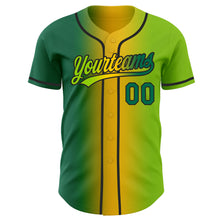 Laden Sie das Bild in den Galerie-Viewer, Custom Neon Green Kelly Green Yellow-Black Authentic Gradient Fashion Baseball Jersey
