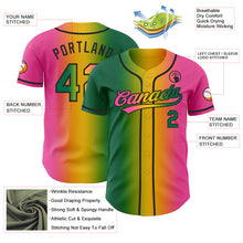 Charger l'image dans la galerie, Custom Pink Kelly Green Yellow-Black Authentic Gradient Fashion Baseball Jersey
