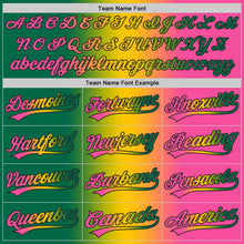 Charger l'image dans la galerie, Custom Pink Kelly Green Yellow-Black Authentic Gradient Fashion Baseball Jersey
