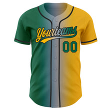 Laden Sie das Bild in den Galerie-Viewer, Custom Gold Kelly Green Gray-Black Authentic Gradient Fashion Baseball Jersey
