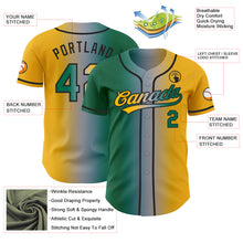 Laden Sie das Bild in den Galerie-Viewer, Custom Gold Kelly Green Gray-Black Authentic Gradient Fashion Baseball Jersey

