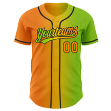 Load image into Gallery viewer, Custom Neon Green Bay Orange Yellow-Black Authentic Gradient Fashion Baseball Jersey
