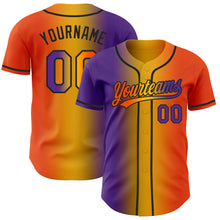 Load image into Gallery viewer, Custom Orange Purple Gold-Black Authentic Gradient Fashion Baseball Jersey
