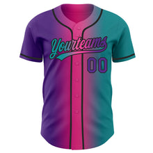 Загрузить изображение в средство просмотра галереи, Custom Teal Purple Pink-Black Authentic Gradient Fashion Baseball Jersey
