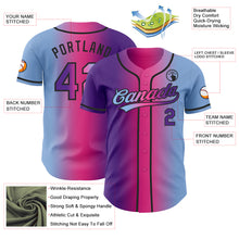 Load image into Gallery viewer, Custom Light Blue Purple Pink-Black Authentic Gradient Fashion Baseball Jersey
