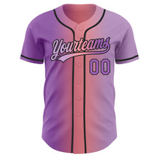 Load image into Gallery viewer, Custom Light Purple Medium Purple Medium Pink-Black Authentic Gradient Fashion Baseball Jersey

