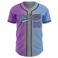 Laden Sie das Bild in den Galerie-Viewer, Custom Light Blue Medium Purple Gray-Black Authentic Gradient Fashion Baseball Jersey
