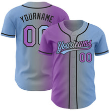Laden Sie das Bild in den Galerie-Viewer, Custom Light Blue Medium Purple Gray-Black Authentic Gradient Fashion Baseball Jersey
