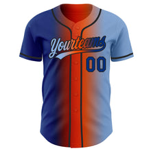 Laden Sie das Bild in den Galerie-Viewer, Custom Light Blue Royal Orange-Black Authentic Gradient Fashion Baseball Jersey
