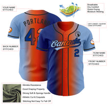 Laden Sie das Bild in den Galerie-Viewer, Custom Light Blue Royal Orange-Black Authentic Gradient Fashion Baseball Jersey
