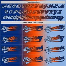 Laden Sie das Bild in den Galerie-Viewer, Custom Light Blue Royal Orange-Black Authentic Gradient Fashion Baseball Jersey
