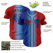 Load image into Gallery viewer, Custom Red Royal Light Blue-Black Authentic Gradient Fashion Baseball Jersey
