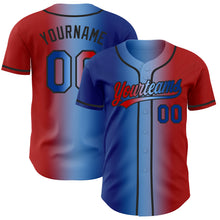 Load image into Gallery viewer, Custom Red Royal Light Blue-Black Authentic Gradient Fashion Baseball Jersey
