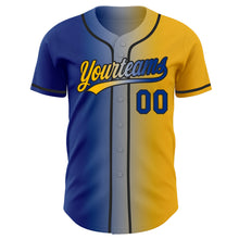 Load image into Gallery viewer, Custom Gold Royal Gray-Black Authentic Gradient Fashion Baseball Jersey
