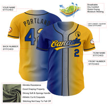 Load image into Gallery viewer, Custom Gold Royal Gray-Black Authentic Gradient Fashion Baseball Jersey
