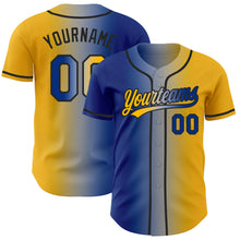 Load image into Gallery viewer, Custom Gold Royal Gray-Black Authentic Gradient Fashion Baseball Jersey
