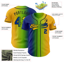 Load image into Gallery viewer, Custom Gold Royal Neon Green-Black Authentic Gradient Fashion Baseball Jersey

