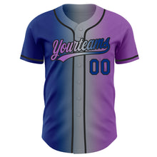 Load image into Gallery viewer, Custom Medium Purple Royal Gray-Black Authentic Gradient Fashion Baseball Jersey
