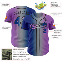 Load image into Gallery viewer, Custom Medium Purple Royal Gray-Black Authentic Gradient Fashion Baseball Jersey
