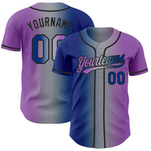 Load image into Gallery viewer, Custom Medium Purple Royal Gray-Black Authentic Gradient Fashion Baseball Jersey
