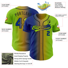 Load image into Gallery viewer, Custom Neon Green Royal Old Gold-Black Authentic Gradient Fashion Baseball Jersey
