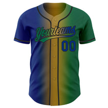 Загрузить изображение в средство просмотра галереи, Custom Kelly Green Royal Old Gold-Black Authentic Gradient Fashion Baseball Jersey
