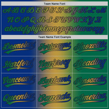 Загрузить изображение в средство просмотра галереи, Custom Kelly Green Royal Old Gold-Black Authentic Gradient Fashion Baseball Jersey
