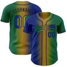 Загрузить изображение в средство просмотра галереи, Custom Kelly Green Royal Old Gold-Black Authentic Gradient Fashion Baseball Jersey
