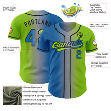 Load image into Gallery viewer, Custom Neon Green Blue Gray-Black Authentic Gradient Fashion Baseball Jersey
