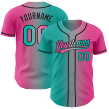 Load image into Gallery viewer, Custom Pink Aqua Gray-Black Authentic Gradient Fashion Baseball Jersey
