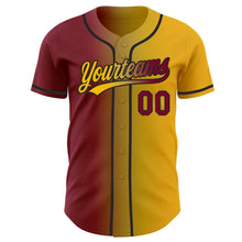 Laden Sie das Bild in den Galerie-Viewer, Custom Gold Maroon Old Gold-Black Authentic Gradient Fashion Baseball Jersey

