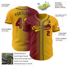 Laden Sie das Bild in den Galerie-Viewer, Custom Gold Maroon Old Gold-Black Authentic Gradient Fashion Baseball Jersey
